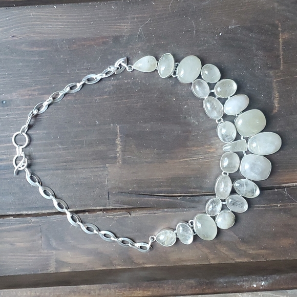 New Oversized Golden Rutile 925 Silver Statement Necklace. - Picture 12 of 16